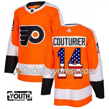 Dětské Hokejový Dres Philadelphia Flyers Sean Couturier 14 2017-2018 USA Flag Fashion Oranžová Adidas Authentic